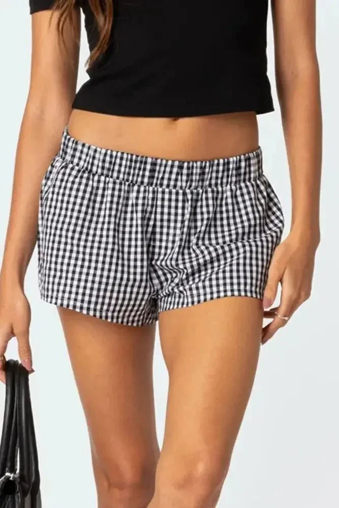 Plaid Elastic Waist Shorts - Update AvenueTrendsi100100162535807100100162535807b9507c7b - 59c0 - 4666 - 9342 - c0682eace1a3 - Max - OriginBlack