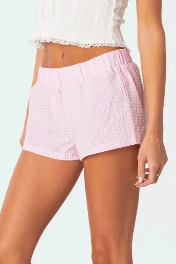 Plaid Elastic Waist Shorts - Update AvenueTrendsi100100162539378100100162539378a9dfbb73 - e0de - 418e - acda - 73b717b66e5e - Max - OriginBlush Pink