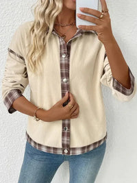Plaid Hem Button Up Long Sleeve Shacket - Update AvenueTrendsi100100353204408100100353204408ed35ef4e - 52c0 - 4995 - bff2 - 81ae96d9d3b9 - Max - OriginBeige
