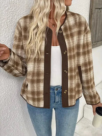 Plaid Long Sleeve Button - Up Jacket - Update AvenueTrendsi1001006556733211001006556733216bf53e461fb24e77b5c85323c8e07040 - Max - OriginKhaki