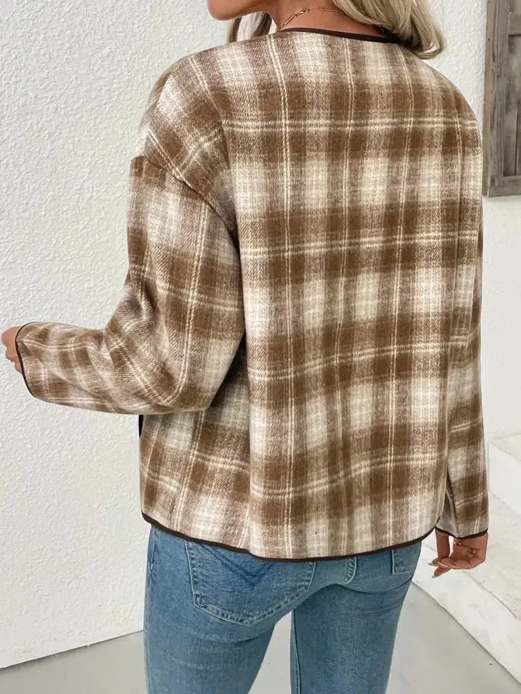 Plaid Long Sleeve Button - Up Jacket - Update AvenueTrendsi100100655673321100100655673321e3bfea3085964e88bb6098a33931958e - Max - OriginKhaki