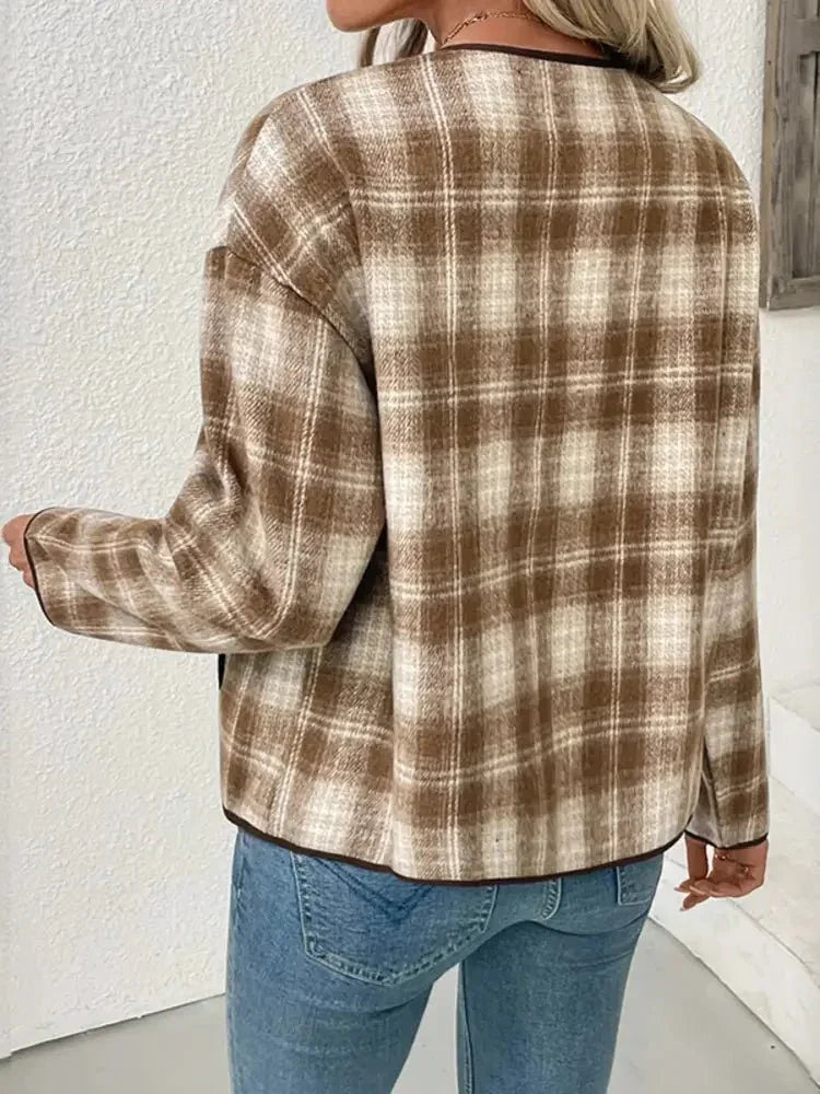 Plaid Long Sleeve Button - Up Jacket - Update AvenueTrendsi1001006556733211001006556733214f684ed37fa24916aa1a96050f9410cd - Max - OriginKhaki