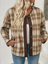 Plaid Long Sleeve Button - Up Jacket - Update AvenueTrendsi1001006556733211001006556733218ed8c54df3514c33b42e79d3f0ab2630 - Max - OriginKhaki