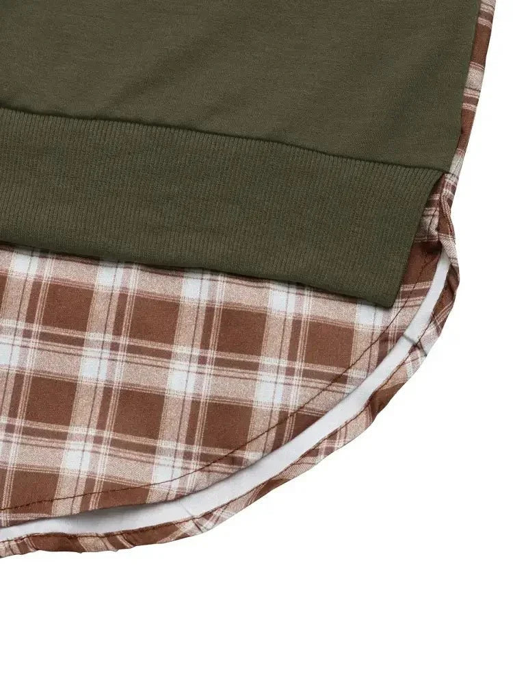 Plaid Long Sleeve Sweatshirt - Update AvenueTrendsi10010096754388910010096754388909c93e9615e144e09a6d183a5906ffec - Max - OriginArmy Green