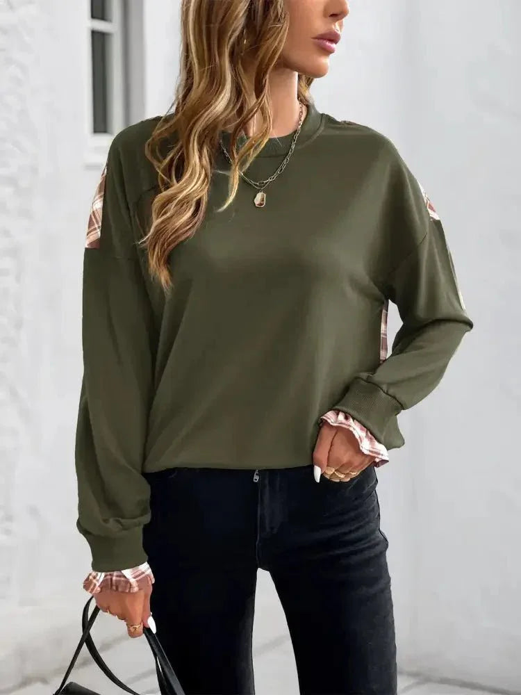 Plaid Long Sleeve Sweatshirt - Update AvenueTrendsi10010096754388910010096754388907e35c1a1f1148e5b2366089adf697d2 - Max - OriginArmy Green