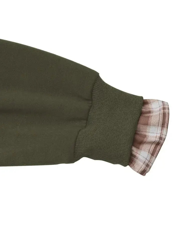 Plaid Long Sleeve Sweatshirt - Update AvenueTrendsi100100967543889100100967543889d1313c0e6f5044c39ff1dbc2de4e341a - Max - OriginArmy Green