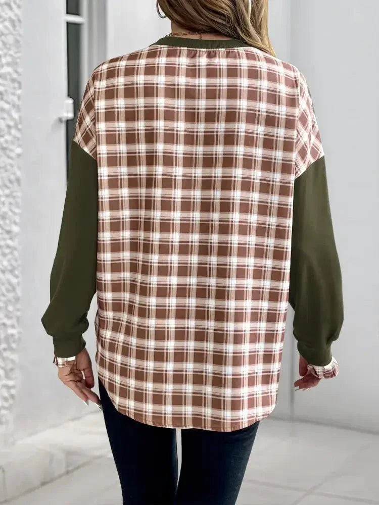 Plaid Long Sleeve Sweatshirt - Update AvenueTrendsi100100967543889100100967543889d99f9d7ec06540bd8cbff1773bf18b18 - Max - OriginArmy Green