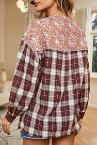 Plaid Notched Neck Slit Blouse - Update AvenueTrendsi100101493918442100101493918442f1e2dfaa924a4316909737863a4661c6 - MaxYellow