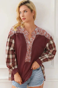 Plaid Notched Neck Slit Blouse - Update AvenueTrendsi100101493918442100101493918442fb416034427243df8f19777b86348c47 - MaxYellow