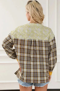 Plaid Notched Neck Slit Blouse - Update AvenueTrendsi100101493918442100101493918442b895f1ee8a504578a53ea9729ebd1750 - MaxYellow