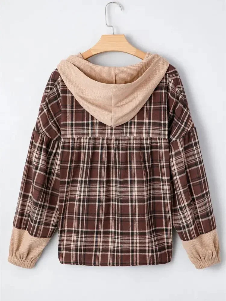 Plaid Patchwork Long Sleeve Hooded Top - Update AvenueTrendsi1001004657764791001004657764793c0c27192dc94f278d187eb3afbacda6 - Max - OriginBrown