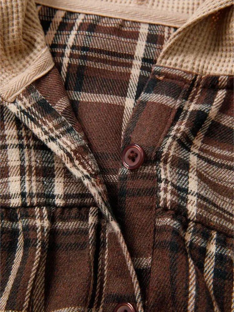 Plaid Patchwork Long Sleeve Hooded Top - Update AvenueTrendsi100100465776479100100465776479ac282834240744d18d86d1711a8747eb - Max - OriginBrown