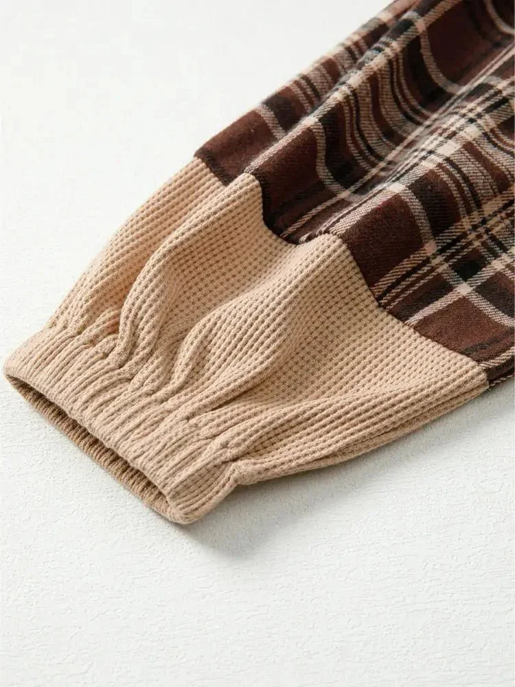 Plaid Patchwork Long Sleeve Hooded Top - Update AvenueTrendsi100100465776479100100465776479f758b840e41540d2859f9baa0cf94772 - Max - OriginBrown