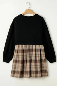 Plaid Round Neck Long Sleeve Mini Dress - Update AvenueTrendsi100100718845678100100718845678be0d2743 - 6c1b - 45c5 - aa9d - e7aa167f737b - MaxBlack