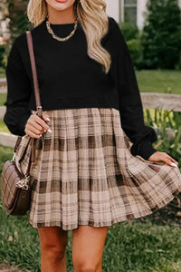 Plaid Round Neck Long Sleeve Mini Dress - Update AvenueTrendsi1001007188456781001007188456782fa5acc6 - f0de - 4428 - b82b - a5b38f6e9ef3 - MaxBlack