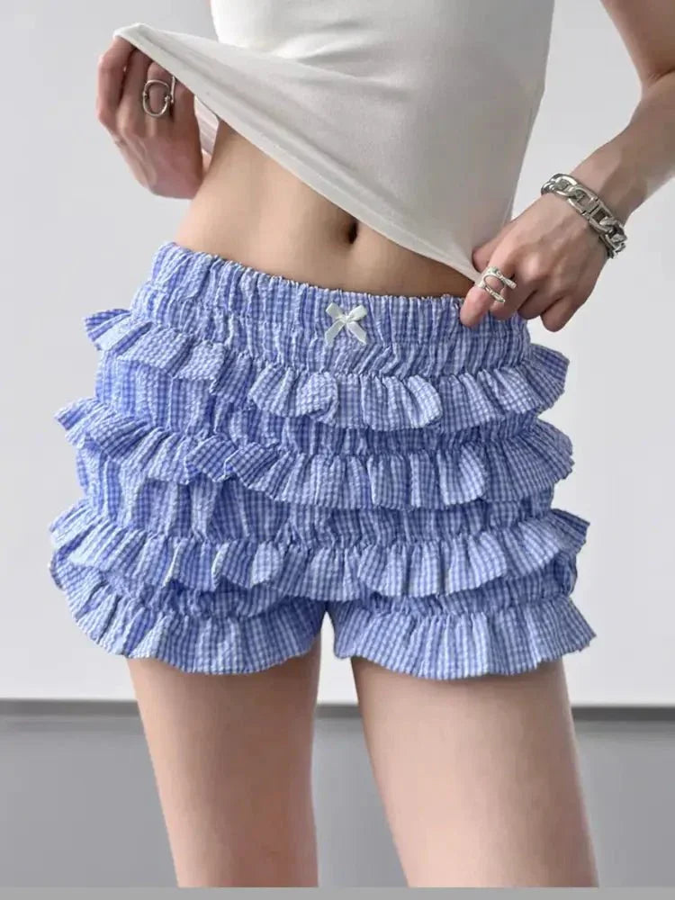Plaid Ruffled Layered Shorts - Update AvenueTrendsi100100342542982100100342542982f5c702328ad24d83aceb538be3267633 - Max - OriginBlue