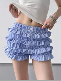 Plaid Ruffled Layered Shorts - Update AvenueTrendsi100100342542982100100342542982f5c702328ad24d83aceb538be3267633 - Max - OriginBlue