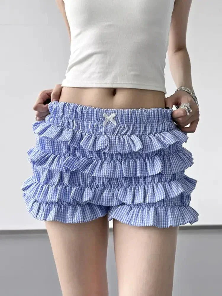 Plaid Ruffled Layered Shorts - Update AvenueTrendsi10010034254298210010034254298279f99af4b65d4ec7ae08d5ebae4818ae - Max - OriginBlue