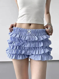 Plaid Ruffled Layered Shorts - Update AvenueTrendsi10010034254298210010034254298279f99af4b65d4ec7ae08d5ebae4818ae - Max - OriginBlue