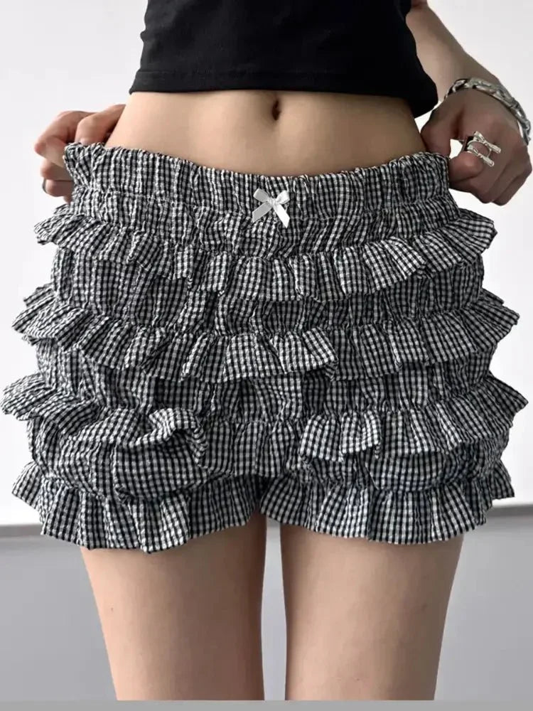Plaid Ruffled Layered Shorts - Update AvenueTrendsi10010034254929010010034254929048f3ee3b909d45ababf969b14623021a - Max - OriginBlack