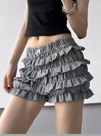 Plaid Ruffled Layered Shorts - Update AvenueTrendsi1001003425492901001003425492903b75b5b52ed842459e10b17026600992 - Max - OriginBlack