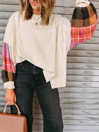 Plaid Sleeve Contrast Casual Sweatshirt - Update AvenueTrendsi100100563051104100100563051104d107951a - 20c5 - 40f5 - 9163 - 9f3877964735 - Max - OriginBeige