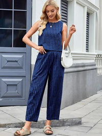 Plaid Sleeveless Top and Pants Set - Update AvenueTrendsi100100045523661100100045523661b8d46ecd - cab1 - 447c - a9b4 - 0f42099f5697 - MaxNavy