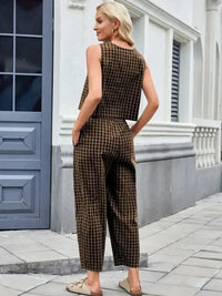 Plaid Sleeveless Top and Pants Set - Update AvenueTrendsi100100045524189100100045524189dfd54a5e - b1ef - 49bc - 8c31 - c4a28aac67bc - MaxBrown