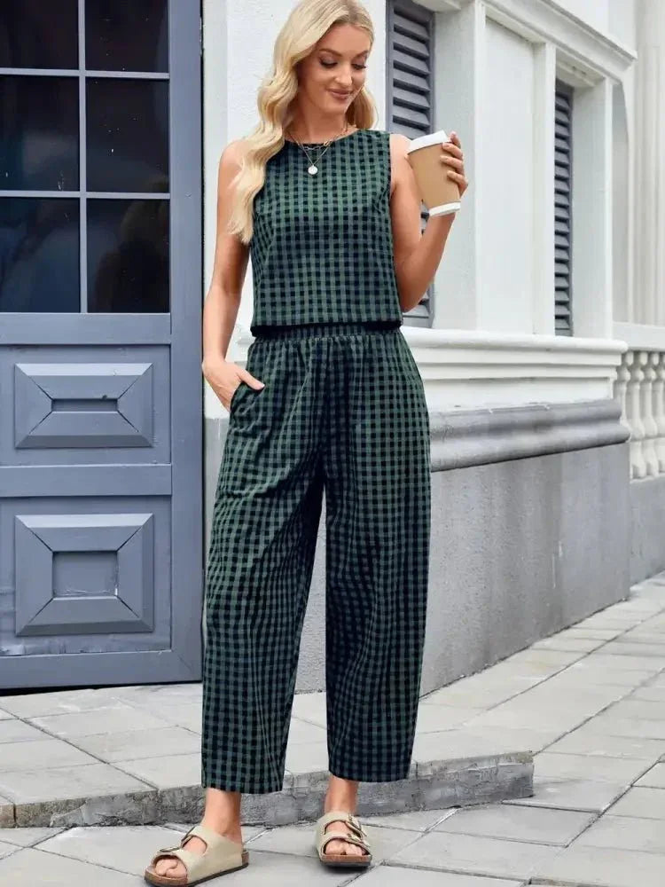 Plaid Sleeveless Top and Pants Set - Update AvenueTrendsi1001000455241891001000455241898fdc7151 - d6e2 - 4050 - 9686 - bca76ed57256 - MaxBrown