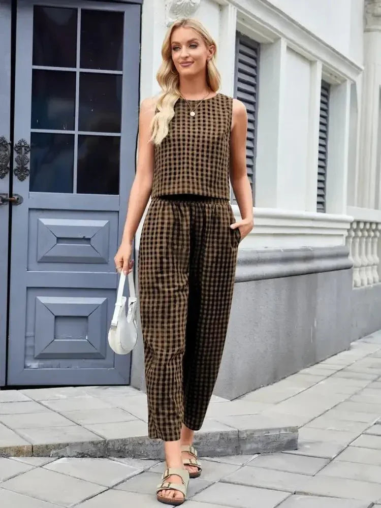 Plaid Sleeveless Top and Pants Set - Update AvenueTrendsi10010004552418910010004552418960dac73f - 0a41 - 4ecd - b0bb - 268b499d9f7d - MaxBrown