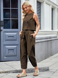 Plaid Sleeveless Top and Pants Set - Update AvenueTrendsi100100045524189100100045524189bff5fb23 - 04e1 - 4052 - 8245 - 29e10426ae82 - MaxBrown