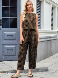 Plaid Sleeveless Top and Pants Set - Update AvenueTrendsi100100045524189100100045524189d31387b1 - c732 - 40c8 - b27c - e98c96fb68b6 - MaxBrown