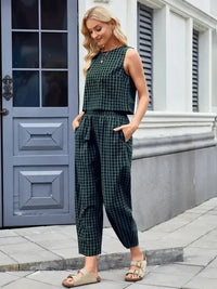 Plaid Sleeveless Top and Pants Set - Update AvenueTrendsi100100045524189100100045524189233988e4 - 6a67 - 449c - 932a - d5955e7bcdc9 - MaxBrown