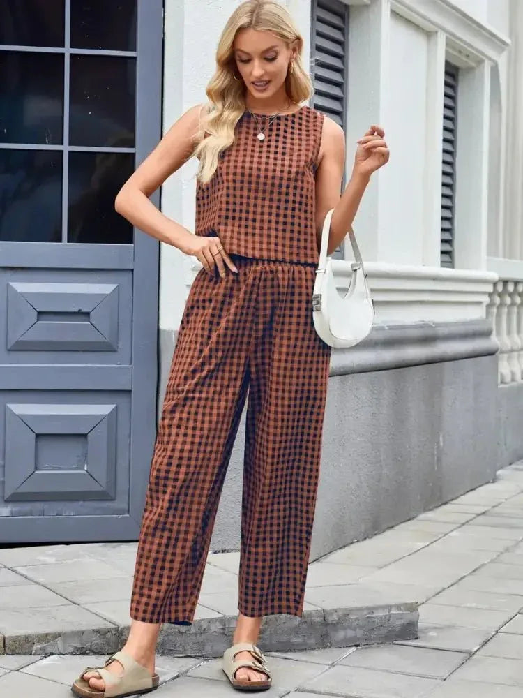Plaid Sleeveless Top and Pants Set - Update AvenueTrendsi1001000455246741001000455246747c803079 - acf5 - 4548 - 92ba - adad1ed3bcc3 - MaxRust