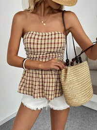 Plaid Smocked Tube Top - Update AvenueTrendsi100100730165200100100730165200839526560f35413fbef4048b5765b429 - Max - OriginBrown