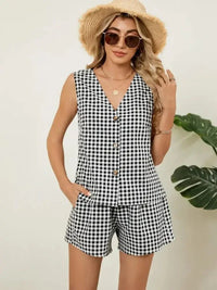 Plaid V - Neck Sleeveless Top and Shorts Set - Update AvenueTrendsi100100620650722100100620650722fd8ac4c5 - c93b - 43f3 - b8ea - 130b4cd78f85 - MaxBlack