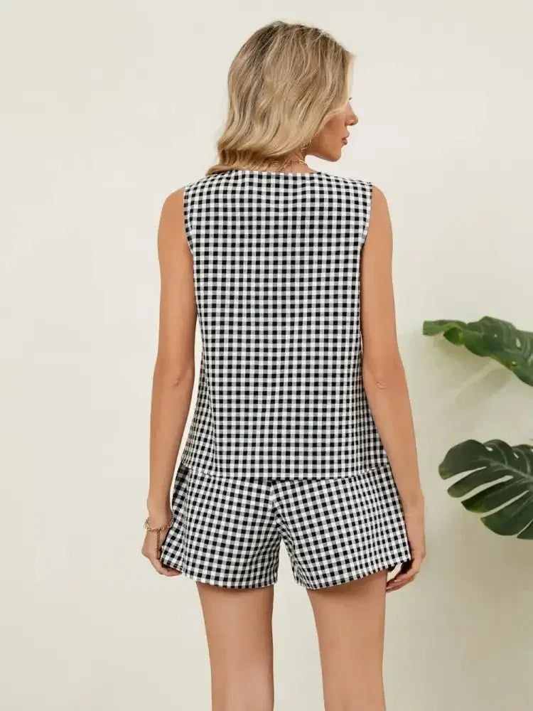 Plaid V - Neck Sleeveless Top and Shorts Set - Update AvenueTrendsi10010062065072210010062065072219f24430 - 895e - 4728 - a38c - fb772d8481a5 - MaxBlack