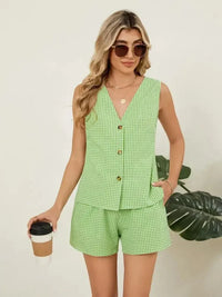 Plaid V - Neck Sleeveless Top and Shorts Set - Update AvenueTrendsi1001006206532711001006206532716bf638cd - c21c - 44a8 - b7d8 - e952f75f36a8 - MaxGreen