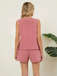 Plaid V - Neck Sleeveless Top and Shorts Set - Update AvenueTrendsi100100620653733100100620653733ef10cbe7 - 6331 - 40a7 - a827 - 36d2c210b57e - MaxDeep Red