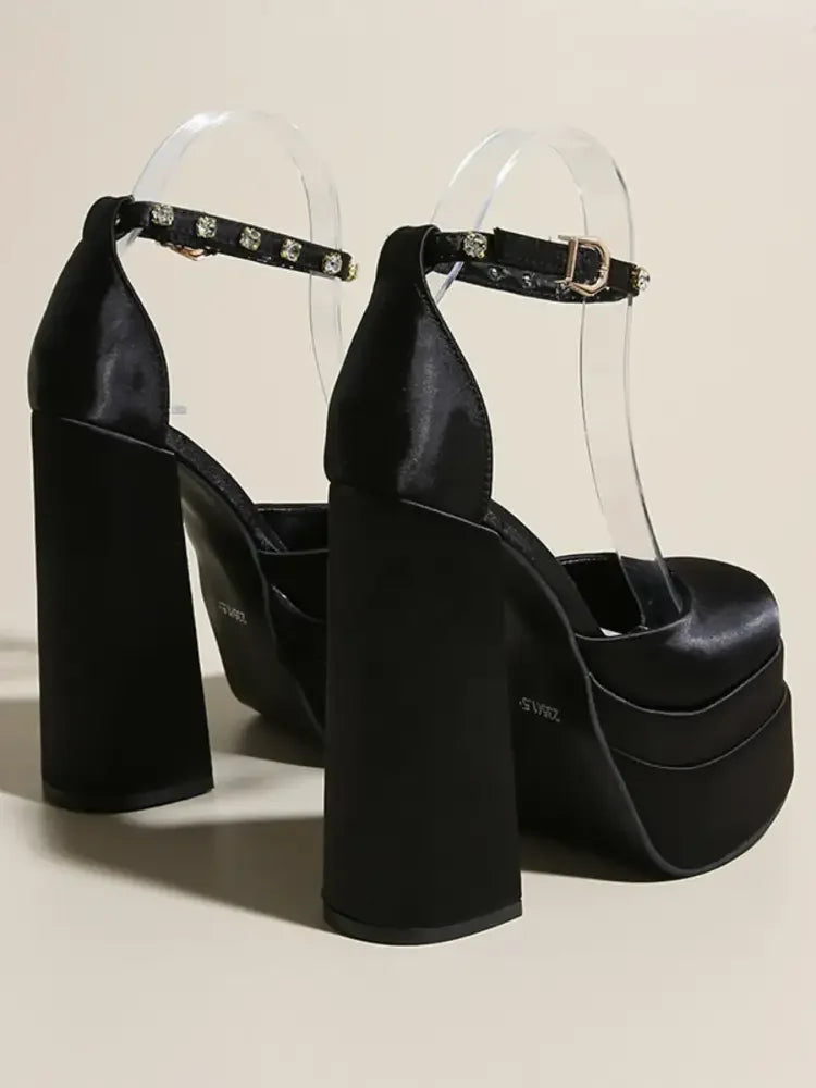Platform High Heel Ankle Strap Pumps