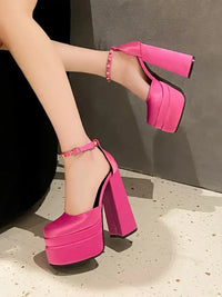 Platform High Heel Ankle Strap Pumps