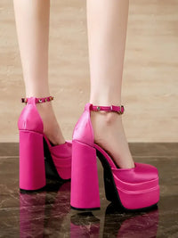Platform High Heel Ankle Strap Pumps