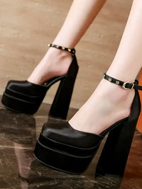 Platform High Heel Ankle Strap Pumps