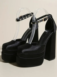 Platform High Heel Ankle Strap Pumps
