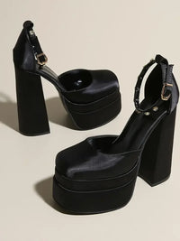 Platform High Heel Ankle Strap Pumps