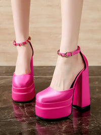 Platform High Heel Ankle Strap Pumps