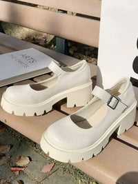 Platform Mary Jane Loafers with Buckle Strap