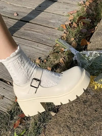 Platform Mary Jane Loafers with Buckle Strap