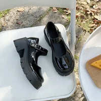 Platform Mary Jane Loafers with Buckle Strap
