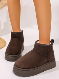 Platform Winter Ankle Boots with Cozy Fleece Lining